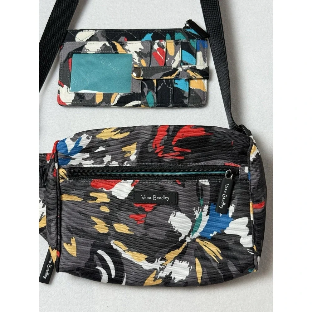 Vera Bradley ReActive Splash Floral Belt Bag Fanny Pack + RFID Card Case